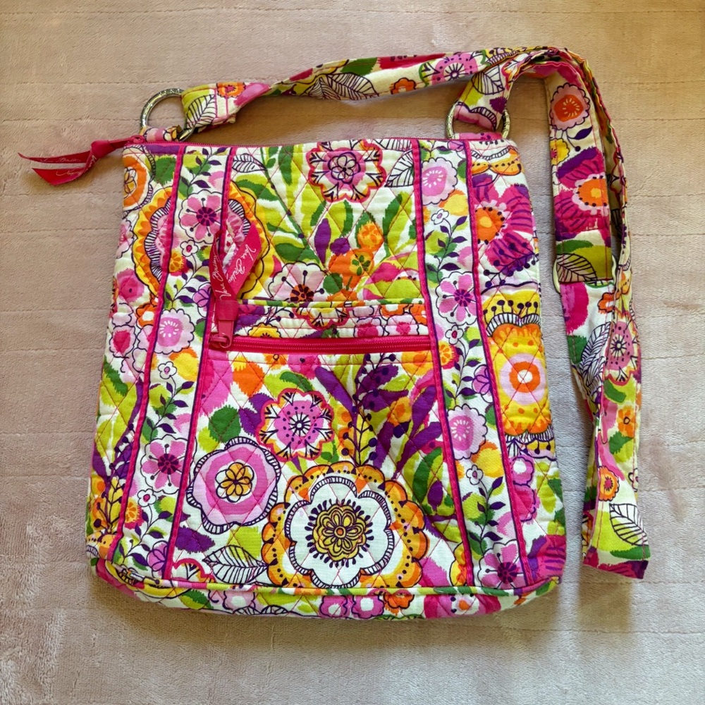 Vera Bradley Clementine Pink and Yellow Floral Crossbody Bag